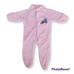 Vintage Kent Terrycloth One Piece Sleeper-Small-Square Button-Bunny -Footie